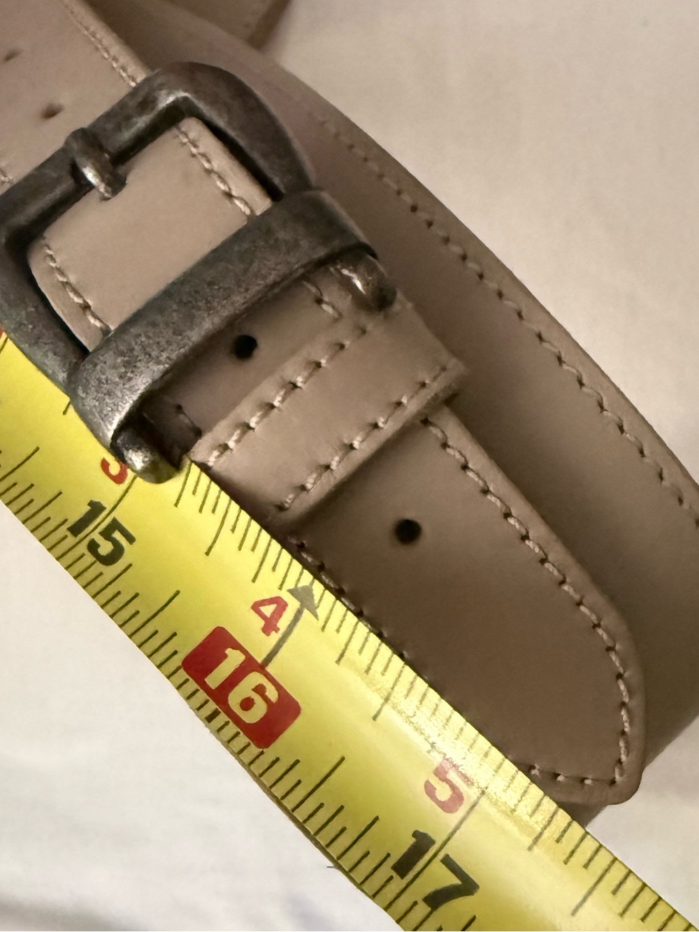 NWT Free People Beige Creamish/Tan Belt w/Embossed Silver Buckle (42” Length) - Picture 5 of 9